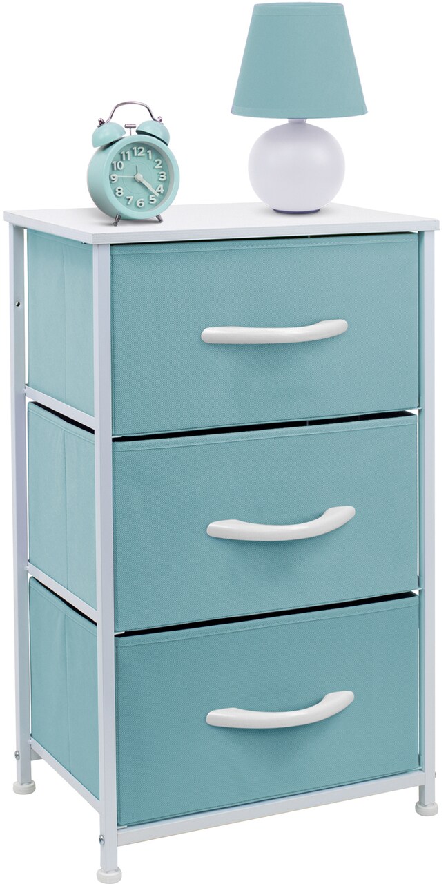 Sorbus Dresser with 3 Drawers - Bedside Furniture & Accent End Table Chest for Home, Bedroom Accessories, Office, College Dorm, Steel Frame, Wood Top, Fabric Drawers